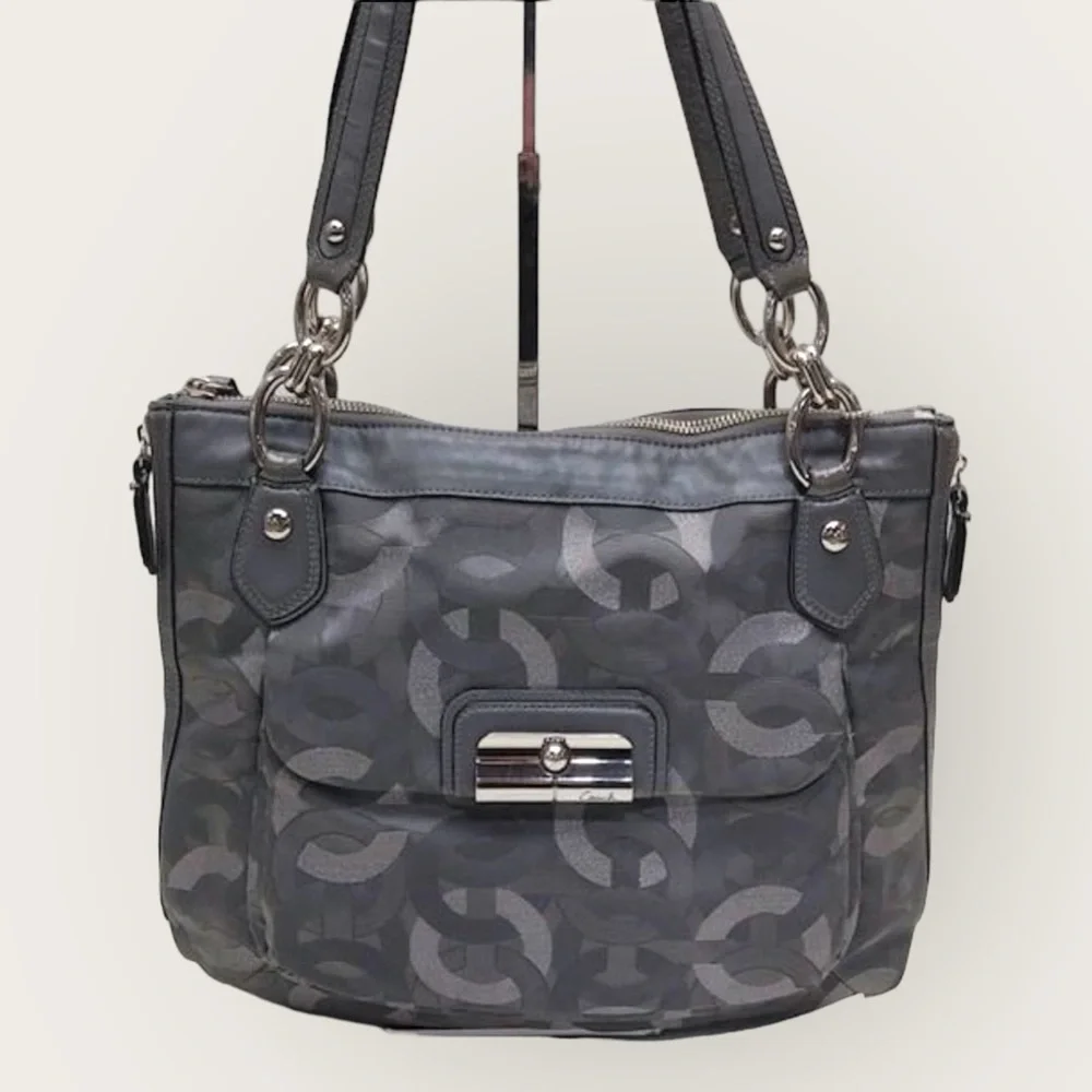 Coach Gray Monogram Hobo Shoulder Bag